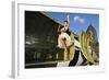 Sexy 1940's Style Pin-Up Girl Standing Inside of a C-47 Skytrain Aircraft-null-Framed Photographic Print