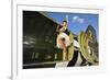 Sexy 1940's Style Pin-Up Girl Standing Inside of a C-47 Skytrain Aircraft-null-Framed Photographic Print