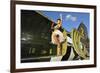 Sexy 1940's Style Pin-Up Girl Standing Inside of a C-47 Skytrain Aircraft-null-Framed Photographic Print