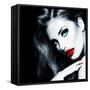 Sexy Beauty Girl with Red Lips and Nails-Subbotina Anna-Framed Stretched Canvas