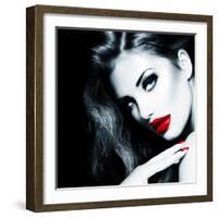 Sexy Beauty Girl with Red Lips and Nails-Subbotina Anna-Framed Photographic Print