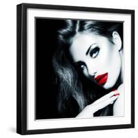 Sexy Beauty Girl with Red Lips and Nails-Subbotina Anna-Framed Photographic Print