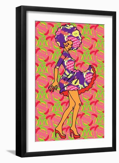 Sexy Fashion Girl in Sketch Style with Pattern-Tom and Kwikki-Framed Art Print
