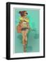 Sexy Fashion Girl in Sketch Style.-Elena Barenbaum-Framed Art Print