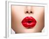 Sexy Lips. Beauty Red Lip Makeup Detail. Beautiful Make-Up Closeup. Sensual Open Mouth. Lipstick Or-Subbotina Anna-Framed Photographic Print