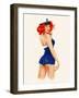 Sexy Pin up Sailor Girl Painting with Full Paper Poster Edge-lineartestpilot-Framed Art Print