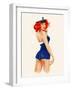 Sexy Pin up Sailor Girl Painting with Full Paper Poster Edge-lineartestpilot-Framed Art Print