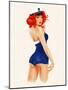 Sexy Pin up Sailor Girl Painting with Full Paper Poster Edge-lineartestpilot-Mounted Art Print