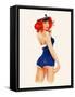 Sexy Pin up Sailor Girl Painting with Full Paper Poster Edge-lineartestpilot-Framed Stretched Canvas