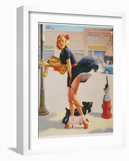 Sexy Woman Dropping Groceries-null-Framed Giclee Print