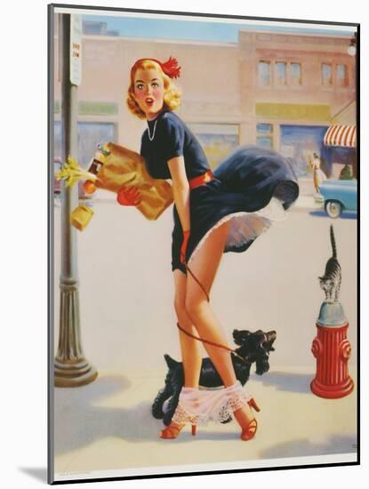 Sexy Woman Dropping Groceries-null-Mounted Giclee Print