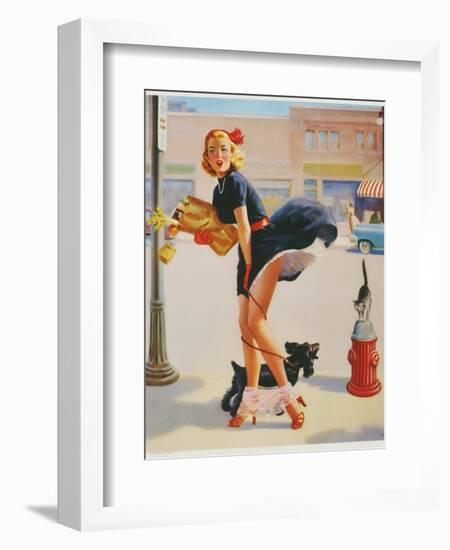 Sexy Woman Dropping Groceries-null-Framed Giclee Print