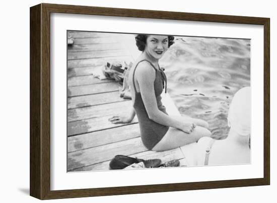 Sexy Young Woman Smiles, Ca. 1938-null-Framed Photographic Print