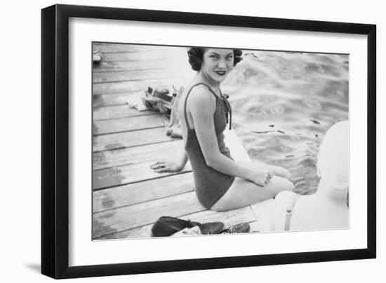 Sexy Young Woman Smiles, Ca. 1938-null-Framed Photographic Print
