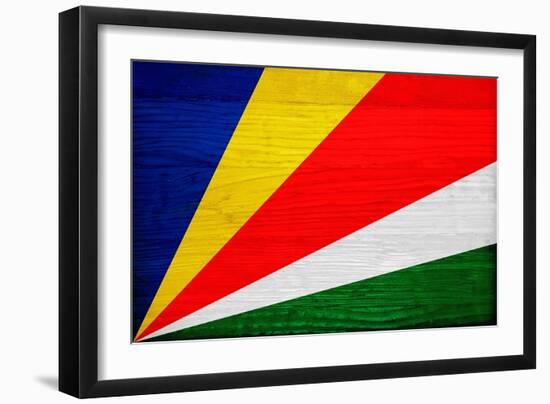 Seychelles Flag Design with Wood Patterning - Flags of the World Series-Philippe Hugonnard-Framed Art Print