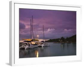 Seychelles, La Digue Island, La Passe, Harborview, Dusk-Walter Bibikow-Framed Photographic Print