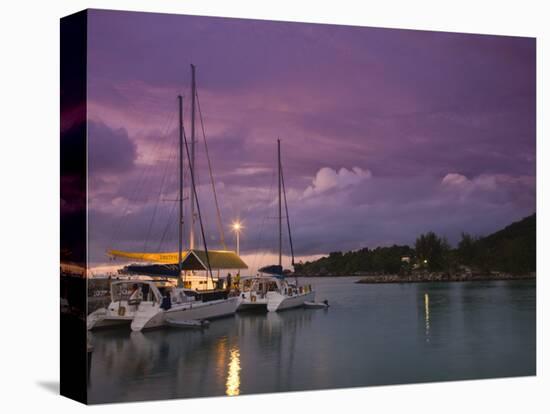 Seychelles, La Digue Island, La Passe, Harborview, Dusk-Walter Bibikow-Stretched Canvas