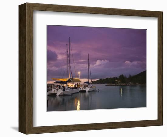 Seychelles, La Digue Island, La Passe, Harborview, Dusk-Walter Bibikow-Framed Photographic Print