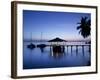 Seychelles, Praslin Island, Anse Bois De Rose, Pier at the Coco De Mer Hotel, Sunset-Walter Bibikow-Framed Photographic Print