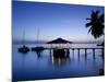Seychelles, Praslin Island, Anse Bois De Rose, Pier at the Coco De Mer Hotel, Sunset-Walter Bibikow-Mounted Photographic Print