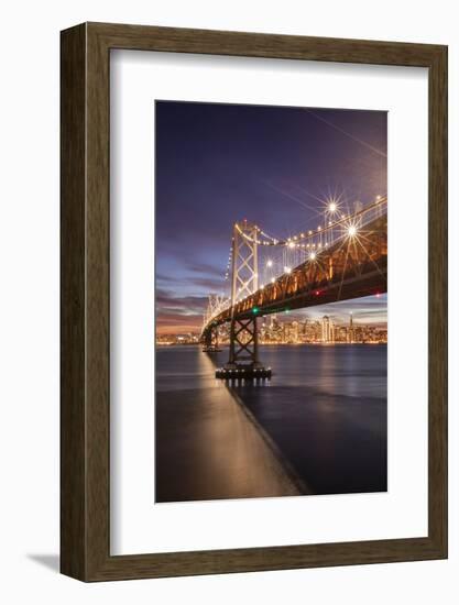 SF Bay Holiday Lights - Bay Bridge Night Photography - San Francisco-Vincent James-Framed Photographic Print