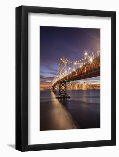 SF Bay Holiday Lights - Bay Bridge Night Photography - San Francisco-Vincent James-Framed Photographic Print