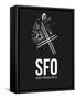 SFO San Francisco Airport Black-NaxArt-Framed Stretched Canvas