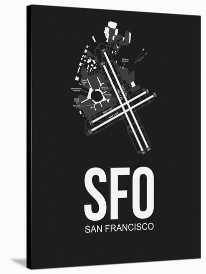 SFO San Francisco Airport Black-NaxArt-Stretched Canvas
