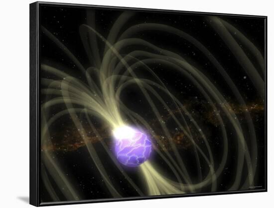 SGR 1806-20 Magnetar Including Magnetic Field Lines-Stocktrek Images-Framed Photographic Print