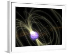 SGR 1806-20 Magnetar Including Magnetic Field Lines-Stocktrek Images-Framed Photographic Print