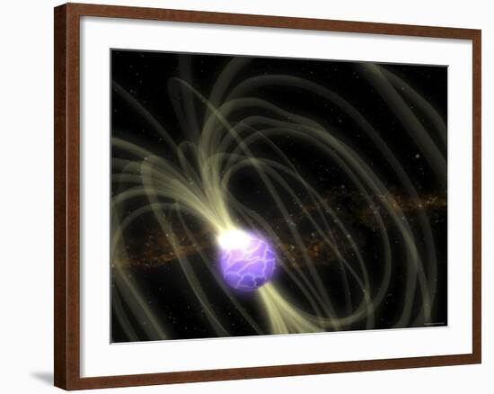 SGR 1806-20 Magnetar Including Magnetic Field Lines-Stocktrek Images-Framed Photographic Print