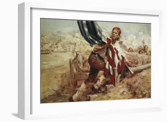 Sgt William Jasper Replacing the Flag (Cont)-Frederick Coffay Yohn-Framed Giclee Print