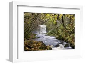 Sgwd yr Eira waterfall on the Afon Mellte river near Ystradfellte, Brecon Beacons National Park, Po-Adam Burton-Framed Photographic Print