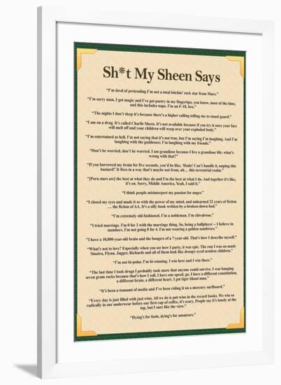 Sh*t My Sheen Says Charlie Sheen Quotes Movie-null-Framed Art Print