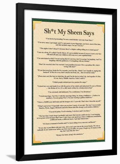 Sh*t My Sheen Says Charlie Sheen Quotes Movie-null-Framed Art Print