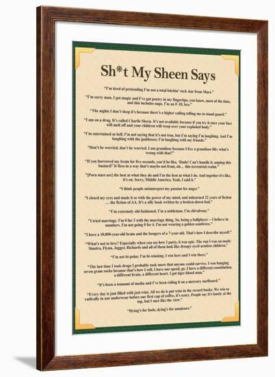 Sh*t My Sheen Says Charlie Sheen Quotes Movie-null-Framed Art Print