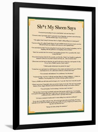 Sh*t My Sheen Says Charlie Sheen Quotes Movie-null-Framed Art Print