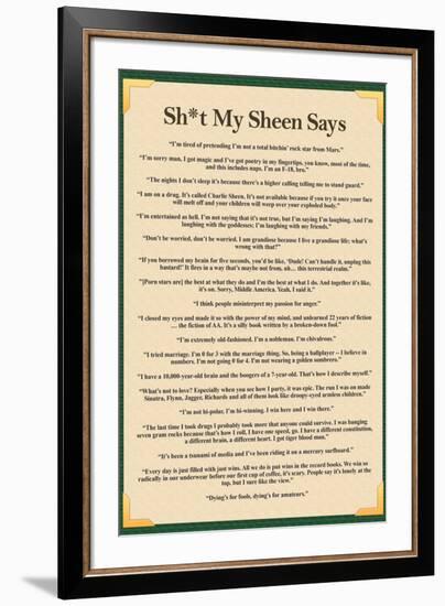 Sh*t My Sheen Says Charlie Sheen Quotes Movie-null-Framed Art Print