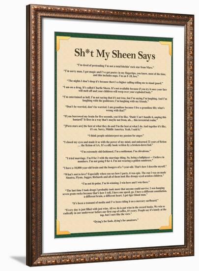 Sh*t My Sheen Says Charlie Sheen Quotes Movie-null-Framed Art Print