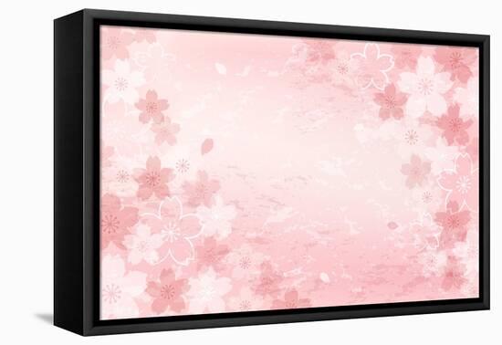 Shabby Chic Cherry Blossom Background-norwayblue-Framed Stretched Canvas