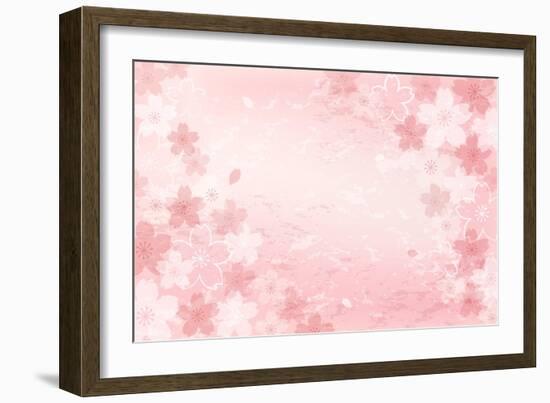 Shabby Chic Cherry Blossom Background-norwayblue-Framed Art Print