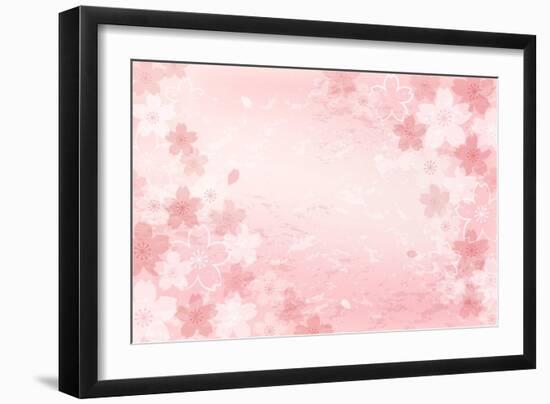 Shabby Chic Cherry Blossom Background-norwayblue-Framed Art Print