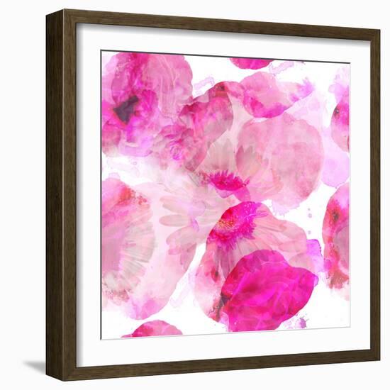 Shabby-Chic Roses, Gerberas and Peonies Seamless Pattern. Abstract Watercolor and Photo Picture. Mi-Liia Chevnenko-Framed Art Print