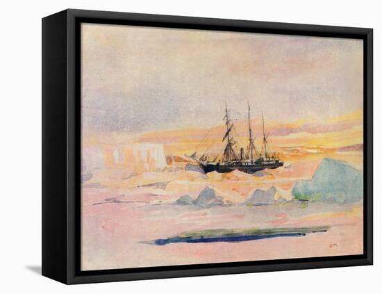 Shackleton's Ship, the Nimrod, in Mcmurdo Sound, 1912-George Marston-Framed Stretched Canvas