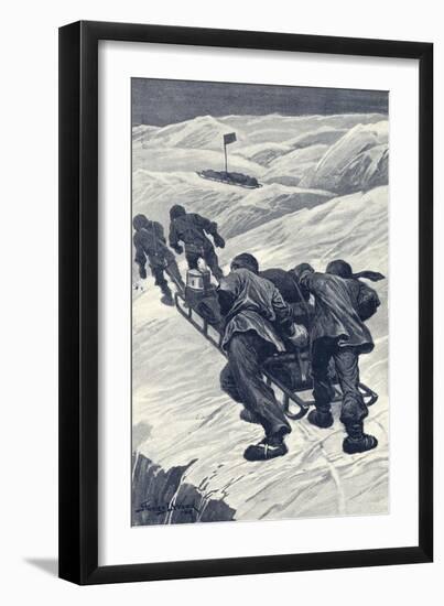 Shackleton, Sledging, 1908-Stanley Wood-Framed Art Print