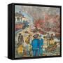 Shacktown (`Hooverville') Being Burned Down by Orders of the City Authorities-Ronald Ginther-Framed Stretched Canvas