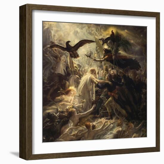 Shades of French Warriors Led into Odin's Palace by Victory, 1802-Anne-Louis Girodet de Roussy-Trioson-Framed Giclee Print