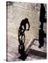 Shadow and Silhouette of Cyclistist and Pedestrian, New York, New York, USA-null-Stretched Canvas