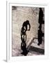 Shadow and Silhouette of Cyclistist and Pedestrian, New York, New York, USA-null-Framed Photographic Print