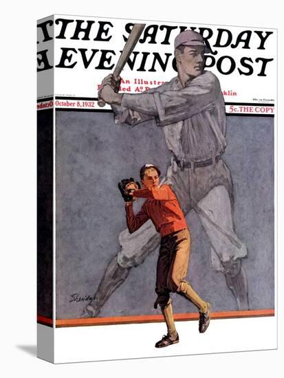 "Shadow Batter," Saturday Evening Post Cover, October 8, 1932-John E. Sheridan-Stretched Canvas